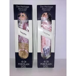 2 Vintage 89’ The Heritage Mint Caroline D-37 & Suzette D-34  Porcelain Doll